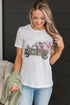 White Butterfly Floral Print Truck Print Crew Neck T Shirt