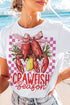 White Checkerboard Bow Crawfish Season Printed Crewneck T Shirt