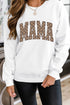 White Checkerboard MAMA Graphic Drop Shoulder Sweatshirt