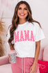 White Checkered MAMA Letter Graphic T Shirt