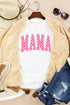 White Checkered MAMA Letter Graphic T Shirt