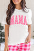 White Checkered MAMA Letter Graphic T Shirt