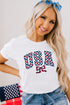 White Checkered USA Graphic Casual Tee