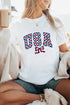 White Checkered USA Graphic Casual Tee