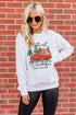 White Christmas Truck Letter Graphic Print Pullover Sweatshirt