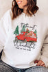 White Christmas Truck Letter Graphic Print Pullover Sweatshirt