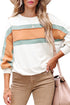 White Color Block Contrast Drop Sleeve Pullover Sweatshirt