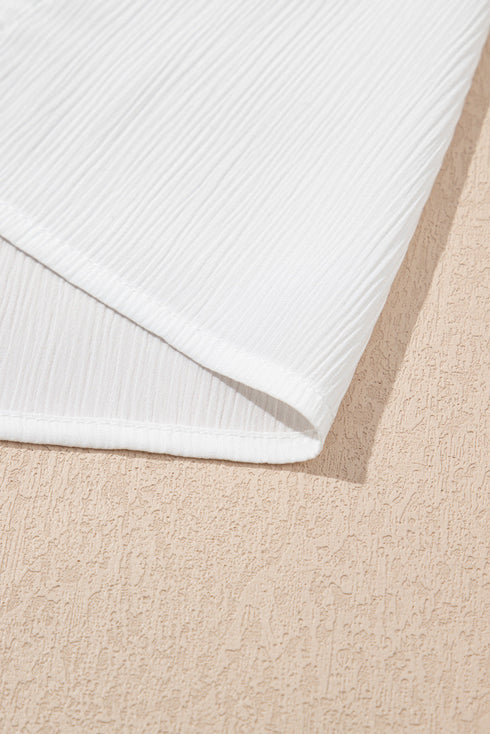 White Colorful Fringed Detail Tassel Tie Neck Short Sleeve Blouse