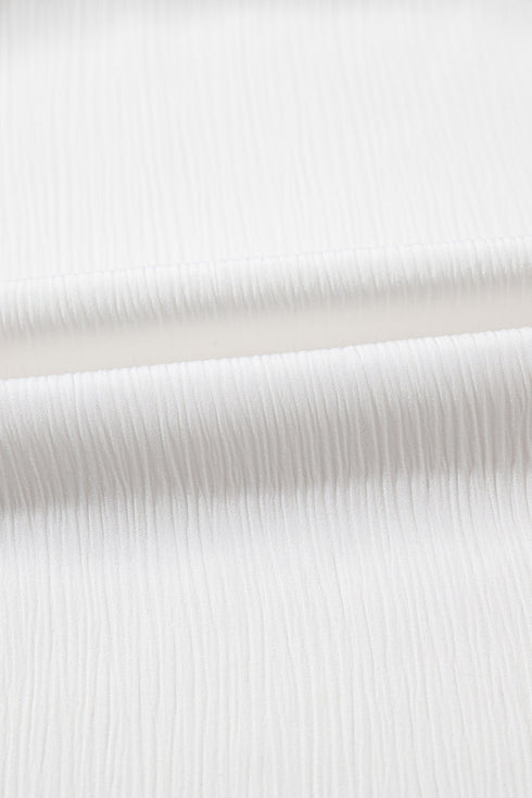 White Colorful Fringed Detail Tassel Tie Neck Short Sleeve Blouse