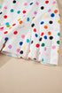 White Colorful Polka Dot Short Sleeve Tiered Ruffled Babydoll Blouse