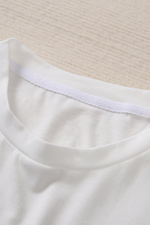 White Colorful Pumpkin Leopard Graphic Casual Tee