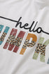 White Colorful Pumpkin Leopard Graphic Casual Tee