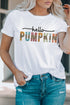 White Colorful Pumpkin Leopard Graphic Casual Tee