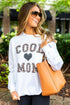White Cool Mom Leopard Heart Print Pullover Sweatshirt