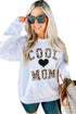 White Cool Mom Leopard Heart Print Pullover Sweatshirt