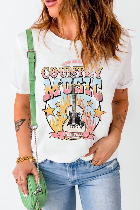 White Country Music Nashville Graphic Tee