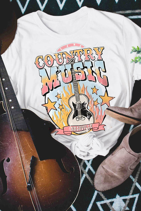 White Country Music Nashville Graphic Tee