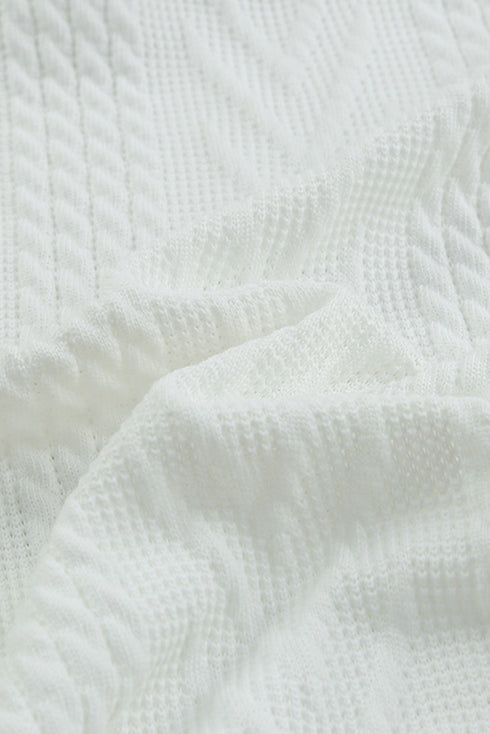 White Cowl Neck Textured Sweatshirt