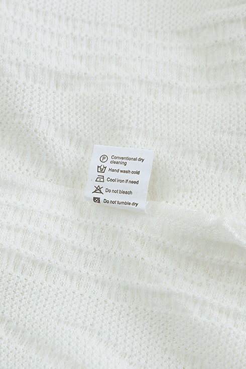 White Cowl Neck Textured Sweatshirt