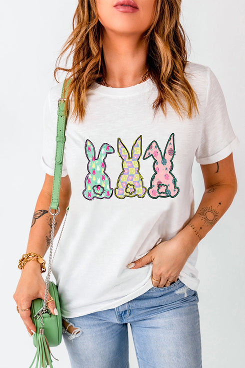 White Easter Bunny Graphic Crewneck Tee