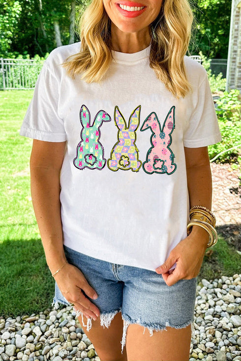 White Easter Bunny Graphic Crewneck Tee