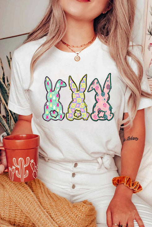 White Easter Bunny Graphic Crewneck Tee