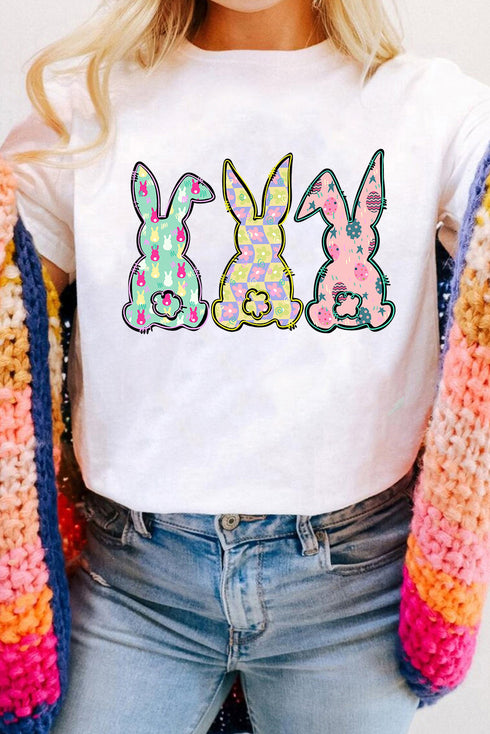 White Easter Bunny Graphic Crewneck Tee