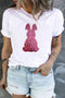 White Easter Bunny Sequin Patch Graphic Plus Size Tee