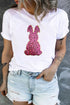 White Easter Bunny Sequin Patch Graphic Plus Size Tee