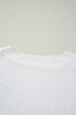 White Eyelet Pattern Boat Neck Casual Tee
