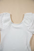 White Eyelet Ruffle Sleeve Slim Fitted Top