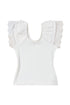 White Eyelet Ruffle Sleeve Slim Fitted Top