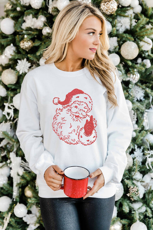 White Father Christmas Embroidered Sweatshirt
