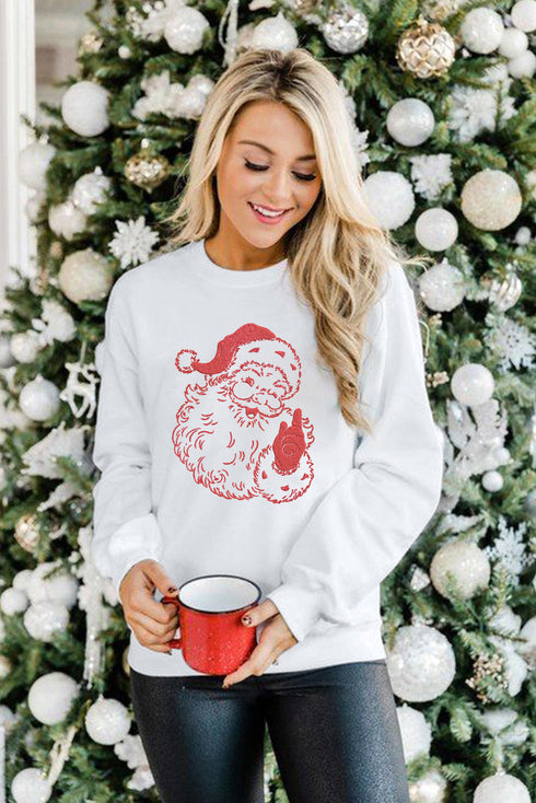 White Father Christmas Embroidered Sweatshirt