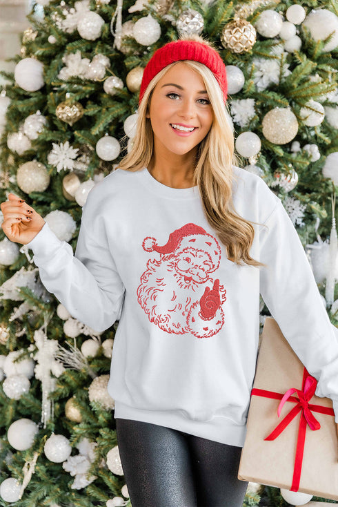 White Father Christmas Embroidered Sweatshirt