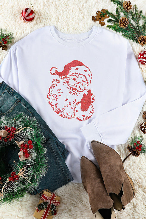 White Father Christmas Embroidered Sweatshirt