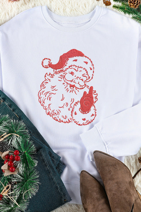 White Father Christmas Embroidered Sweatshirt