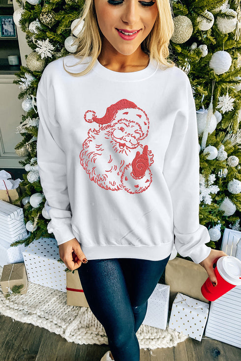 White Father Christmas Embroidered Sweatshirt