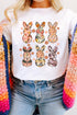White Floral Bunny Graphic Crewneck Easter Fashion Tee