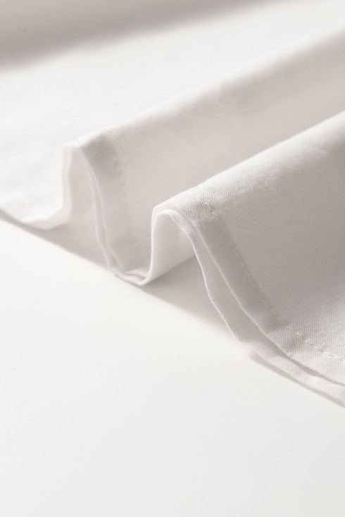 White Floral Embroidered Short Sleeve V Neck Blouse