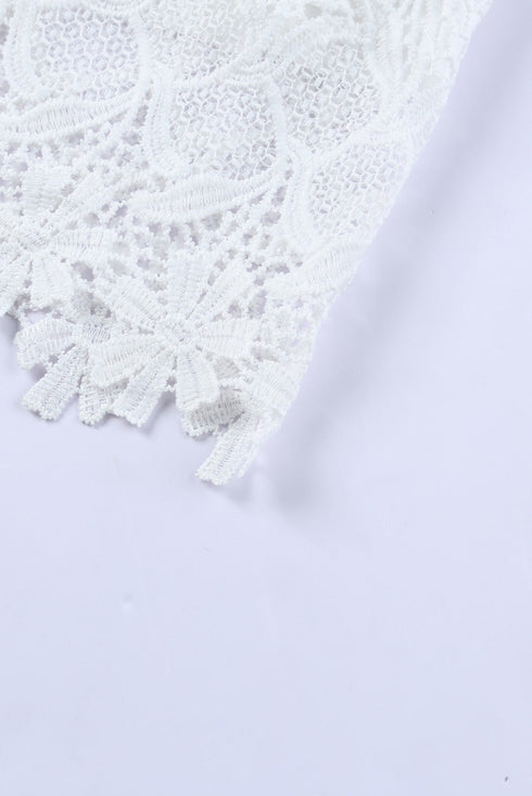 White Floral Lace Crochet Halter Backless Bralette