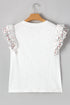 White Floral Lace Eyelet Patched Butterfly Sleeve Blouse