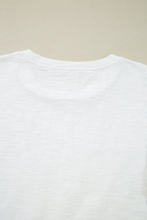 White Floral Lace Eyelet Patched Butterfly Sleeve Blouse