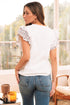 White Floral Lace Eyelet Patched Butterfly Sleeve Blouse