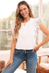 White Floral Lace Eyelet Patched Butterfly Sleeve Blouse