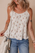 White Floral Pleated Big Bow Back Spaghetti Straps Tank Top