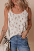 White Floral Pleated Big Bow Back Spaghetti Straps Tank Top