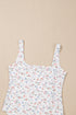 White Floral Textured Square Neck Sleeveless Bodysuit