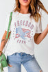 White Freedom Eagle Flag Print 1776 Graphic Tee