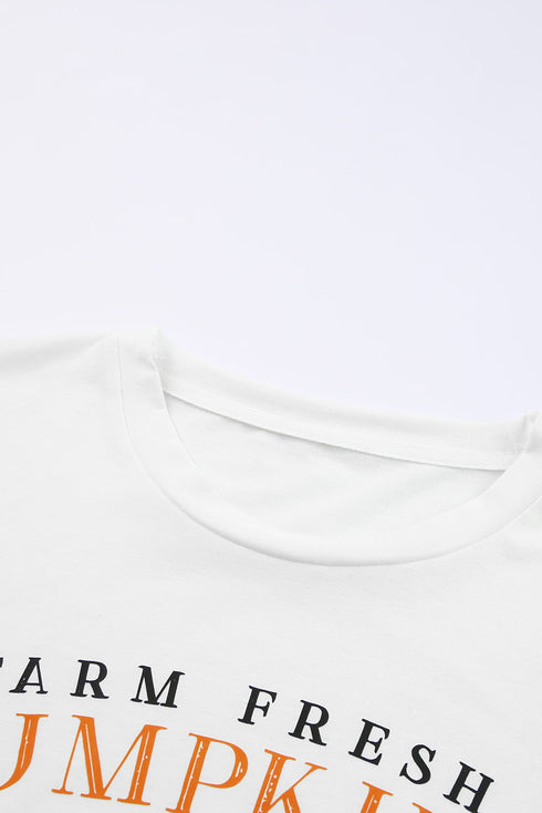 White Fresh Pumpkins Leopard Truck Graphic Tee